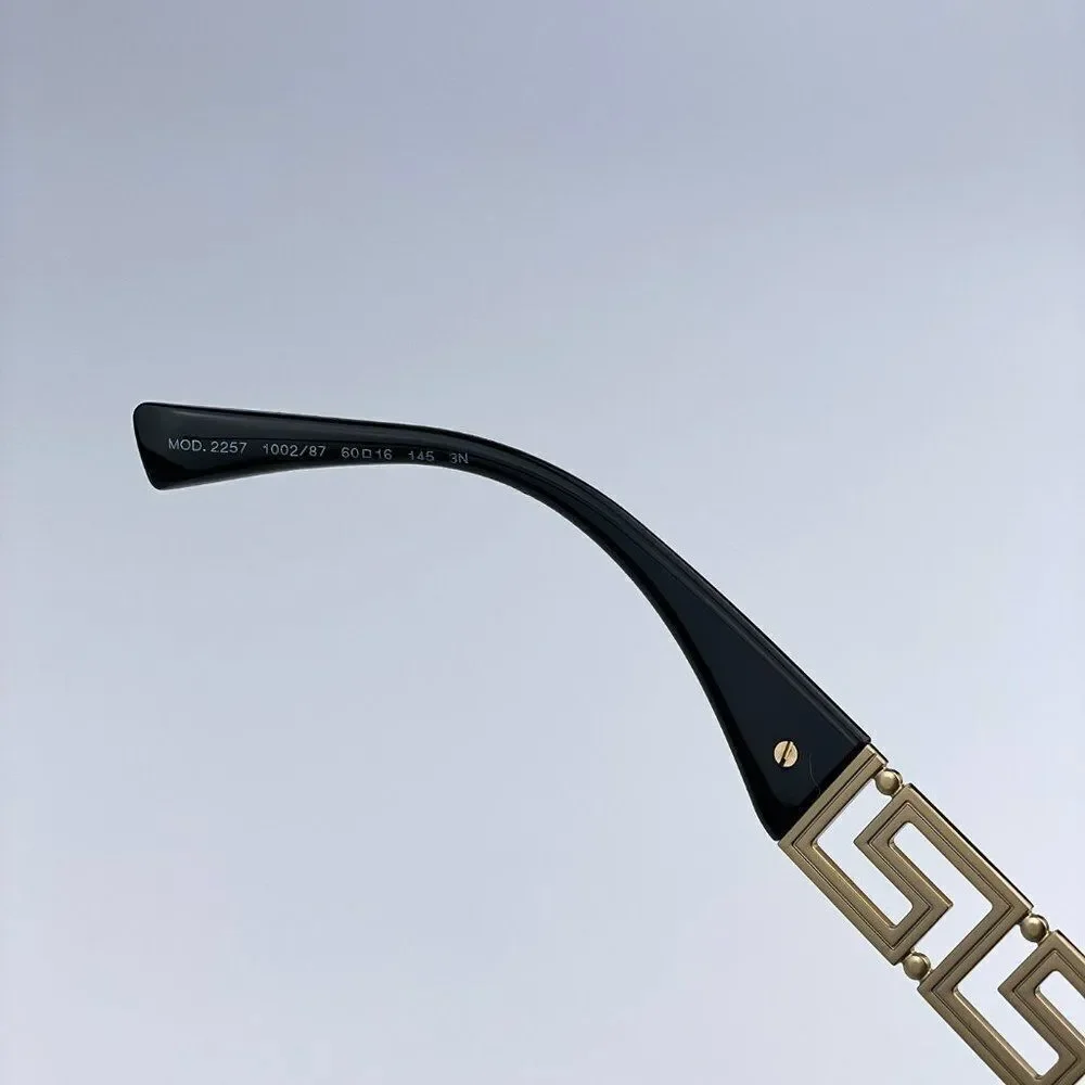 NEW Versace VE2257 100287 Gold Dark Grey Metal Pilot Unisex Sunglasses